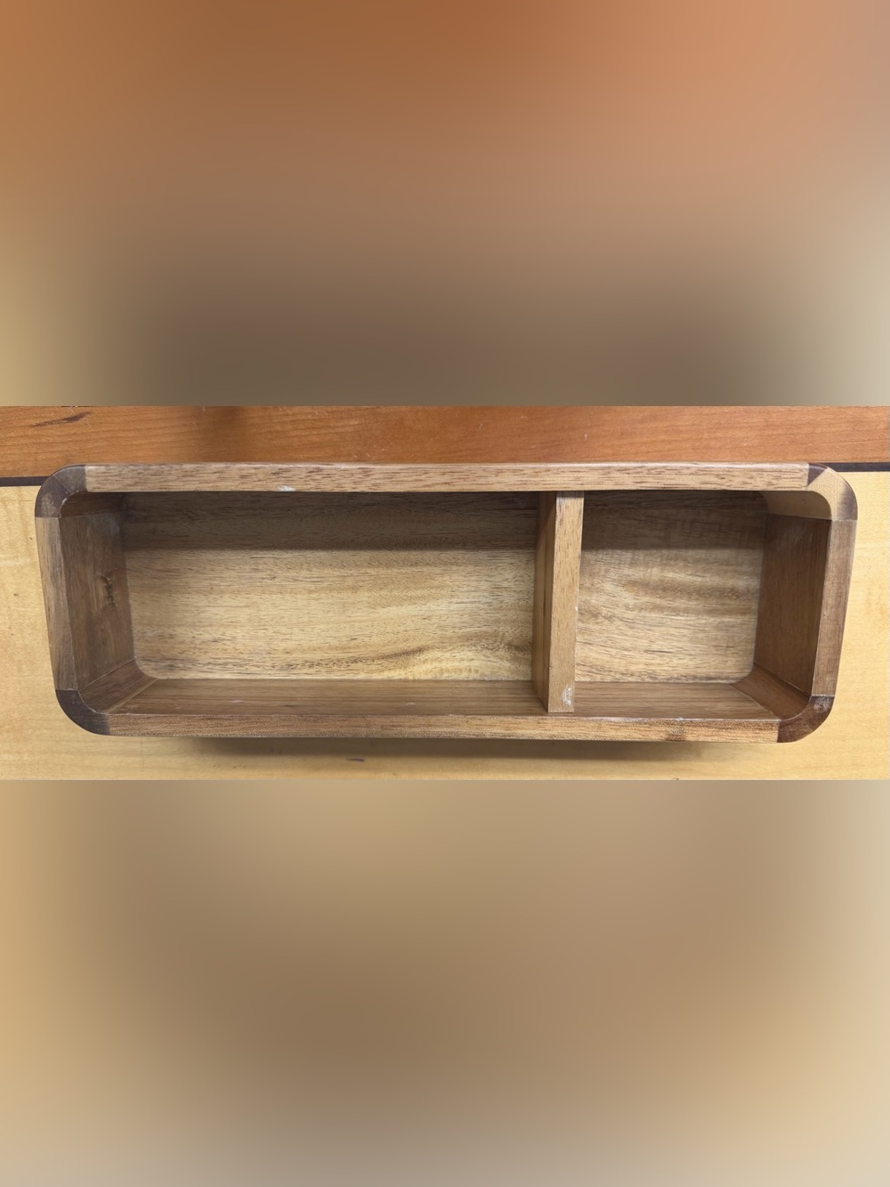 Wooden Divider Tray Organizer in Natural Brown